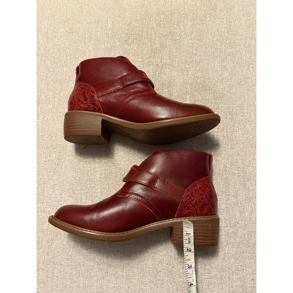 Alegria Women's Leather Ankle Boots Mikki Size 9.5-10 EU40 Red Embossed Heel - Picture 9 of 10